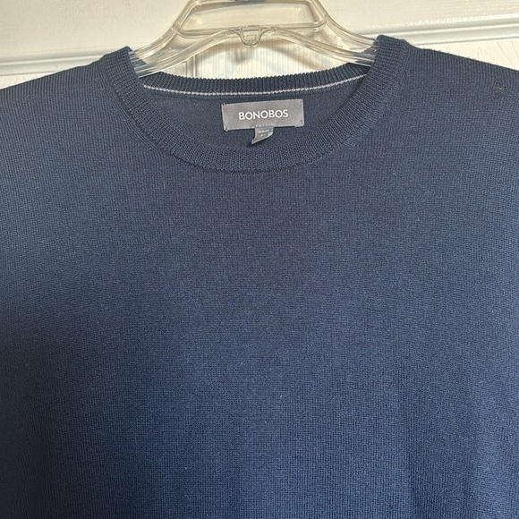Bonobos men’s blue 100% merino wool crew neck sweater size medium - Picture 2 of 8